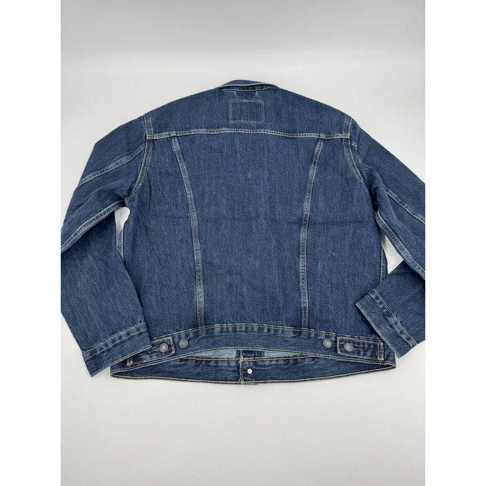 Levi Strauss & Co Mens Dark Wash Denim Trucker Jacket Classic Fit Size Small - Picture 11 of 16